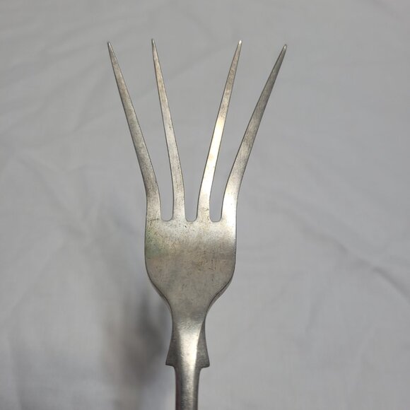 Antique Benares Silver Serving Fork Meat Patina John Round & Sons JR & S BP - Picture 6 of 14